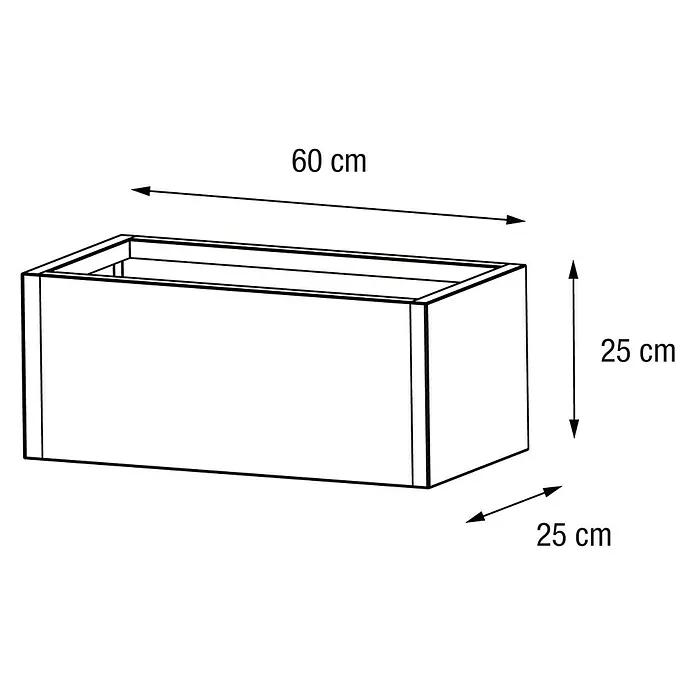 Herstera Garden Pflanzkasten Cube - Außenmaß (L x B x H): 60 x 25 x 25 cm, Metall, Anthrazit - Rechteckiger Behälter, 60 cm lang, 25 cm breit, 25 cm hoch.