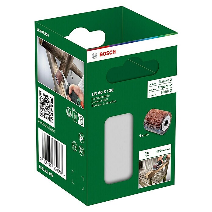 Bosch Lamellenschleifrolle LR 60 K120 (Breite: 60 mm, Passend für: Bosch Schleifroller PRR 250 ES, Körnung: 120)