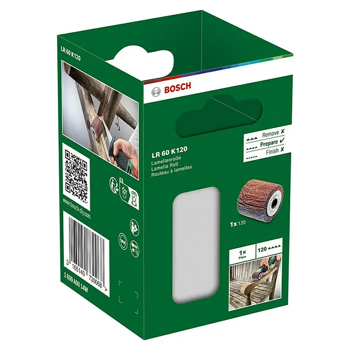 Bosch Lamellenschleifrolle - Breite: 60 mm, Passend für: Bosch Schleifroller PRR 250 ES, Körnung: 120 - Bosch LR 60 K120 Lamellenrolle, Körnung 120, zum Schleifen und Oberflächenvorbereiten.