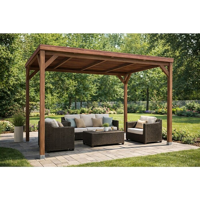 Pérgola Ondara (L x An x Al: 400 x 300 x 250 cm, Madera, Con techo) | BAUHAUS