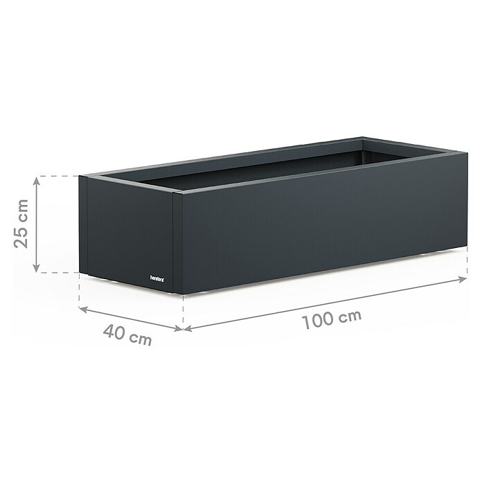 Herstera Garden Pflanzkasten Cube (Außenmaß (L x B x H): 100 x 40 x 25 cm, Metall, Anthrazit) | BAUHAUS