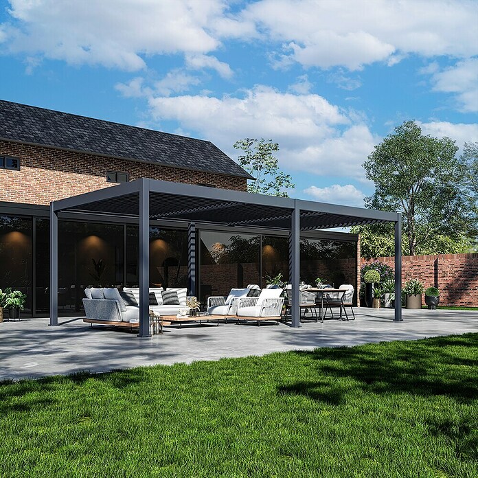 Pergola Grand Tuscan 1224 (L x B x H: 369 x 721 x 256 cm, Anthrazit, Aluminium) | BAUHAUS