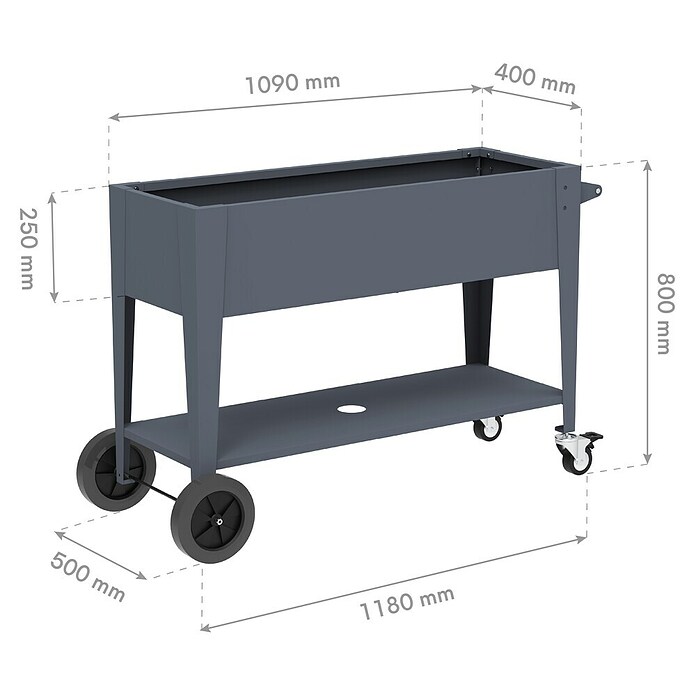 Westmann Hochbeet Mobila Plus (50 x 118 x 80 cm, Metall, Anthrazit) | BAUHAUS
