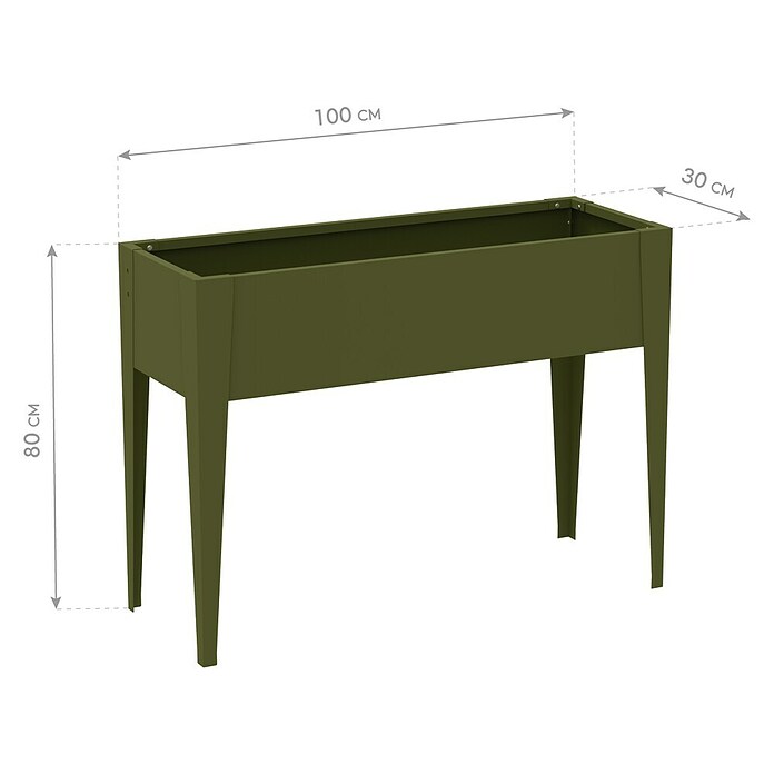 Westmann Hochbeet Vedura (30 x 100 x 80 cm, Metall, Olivgrün) | BAUHAUS