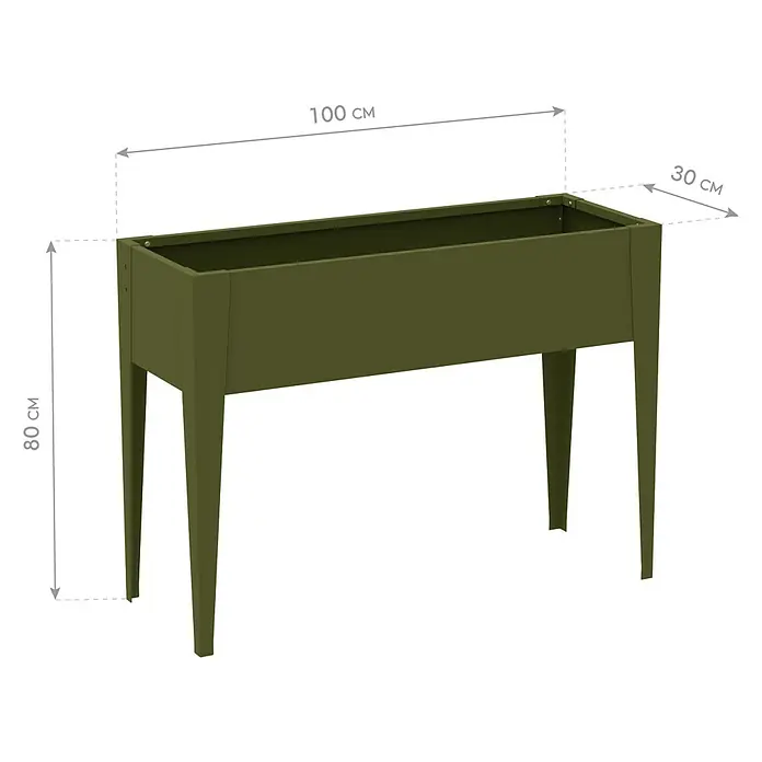 Westmann Hochbeet Vedura - 30 x 100 x 80 cm, Metall, Olivgrün - Grünes Hochbeet mit Beinen, 100x30x80 cm.