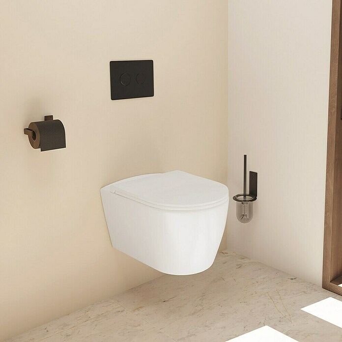 Taza de WC suspendida Pisa (Sin borde de descarga, Forma de descarga: Por separado, Salida WC: Horizontal, Blanco, Mate) | BAUHAUS