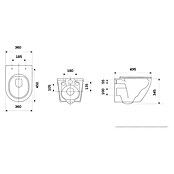 Taza de WC suspendida Pisa (Sin borde de descarga, Forma de descarga: Por separado, Salida WC: Horizontal, Blanco, Mate) | BAUHAUS