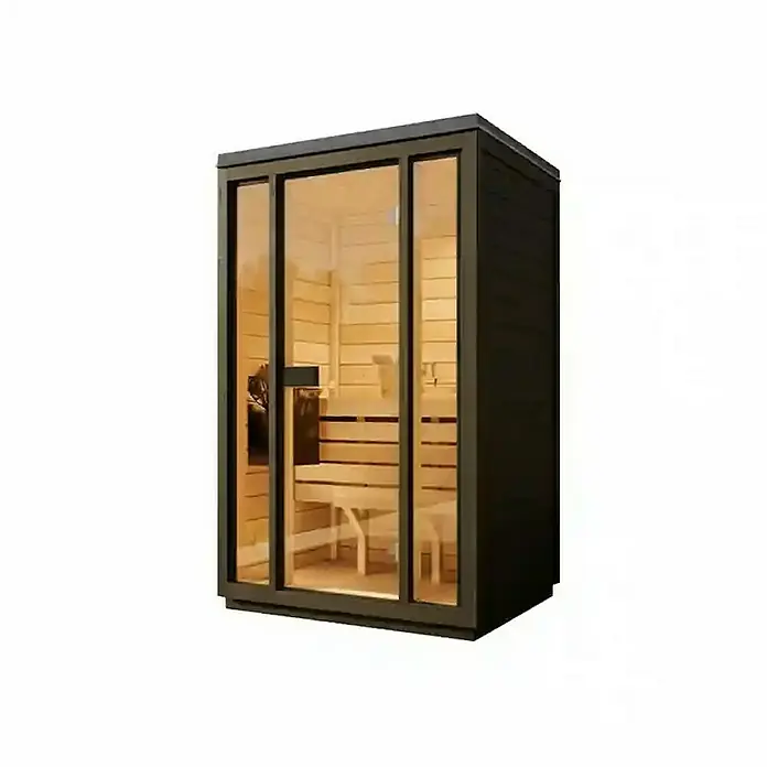 FinnTherm Saunahaus Kuuma S black - Elektroofen, L x B x H: 111 x 138 x 213 cm