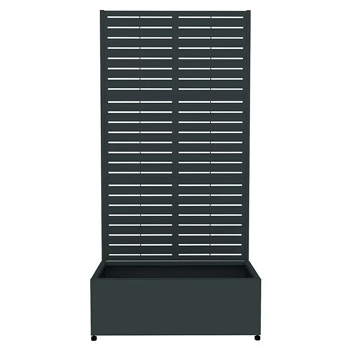 Westmann Pflanzkasten mit Rankgitter Dekora 1 - Außenmaß (L x B x H): 90 x 42,5 x 184 cm, Stahl, Anthrazit - Dunkelgrauer Pflanzkübel mit integriertem Lamellen-Sichtschutz.