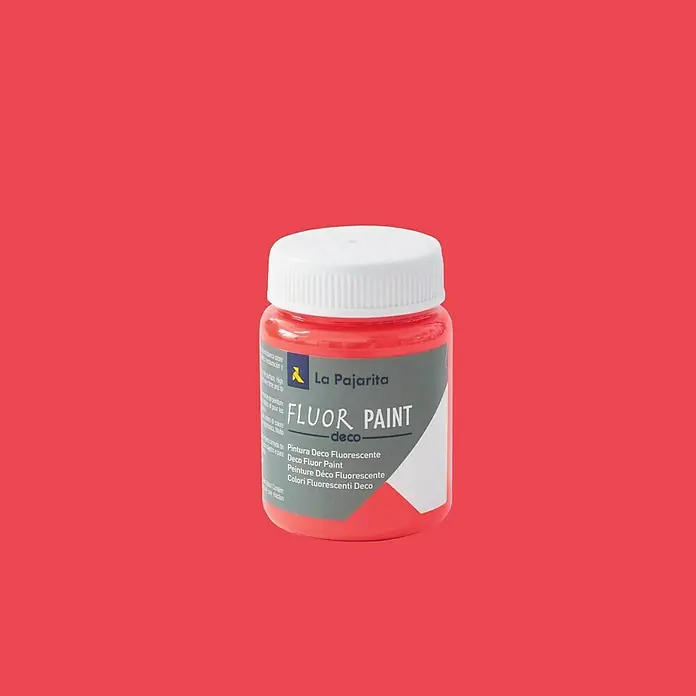 La Pajarita Pintura Fluor Paint - Red, 75 ml - Bote de pintura fluorescente La Pajarita para decoraciones que brillan y atraen la atención.