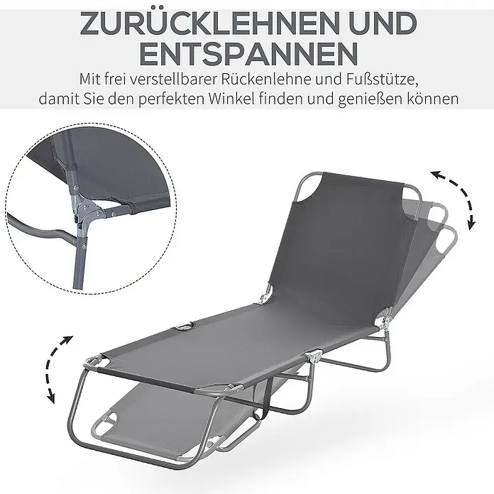 Outsunny Gartenliege - Grau, Metall