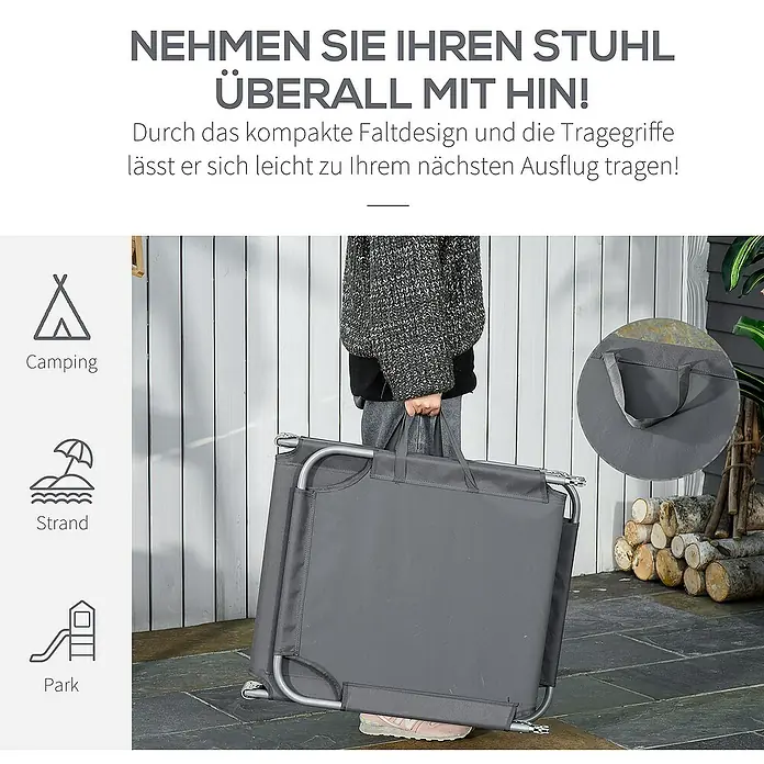 Outsunny Gartenliege - Grau, Metall