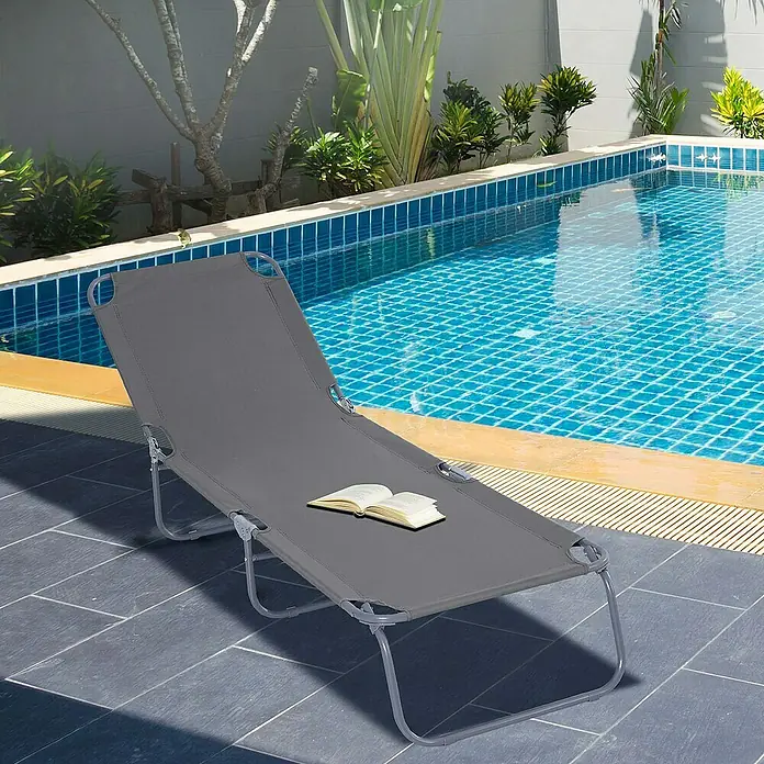 Outsunny Gartenliege - Grau, Metall