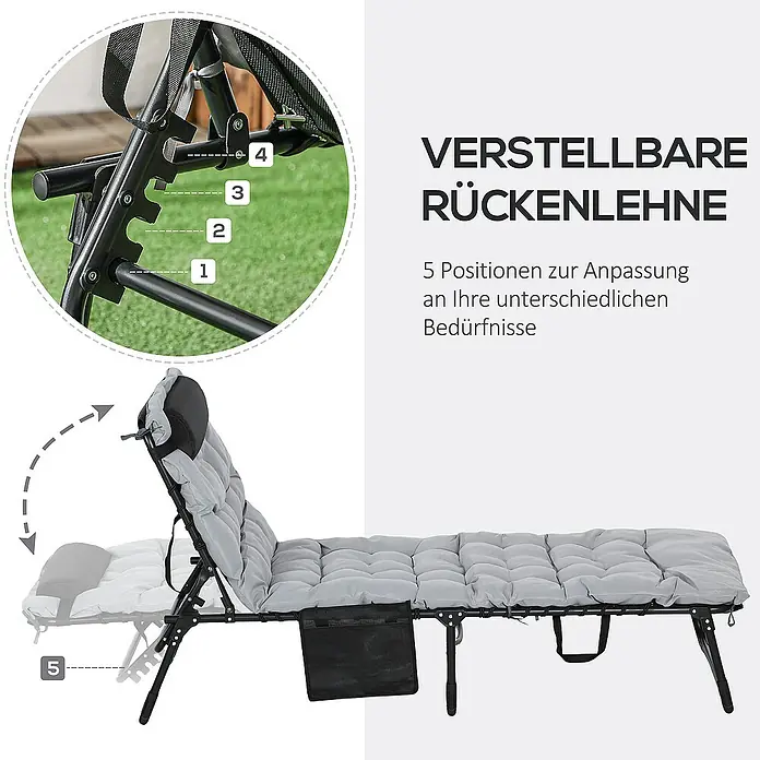 Outsunny Gartenliege - Hellgrau, Stahl