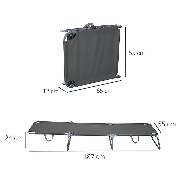 Outsunny Gartenliege - Grau, Metall