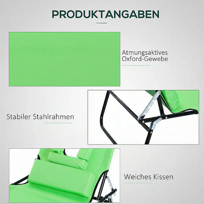 Outsunny Gartenliege - Grün, Stahl