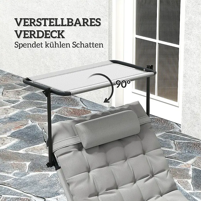 Outsunny Gartenliege - Hellgrau, Stahl