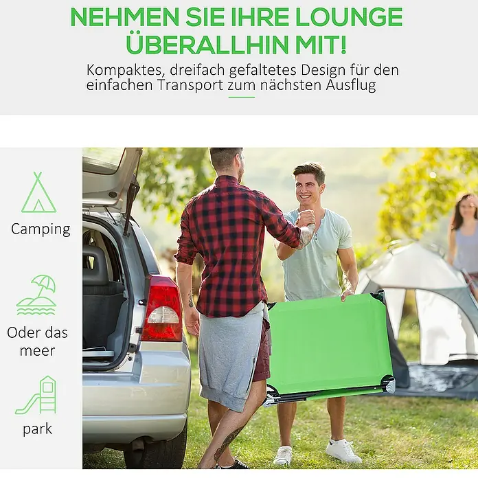 Outsunny Gartenliege - Grün, Stahl
