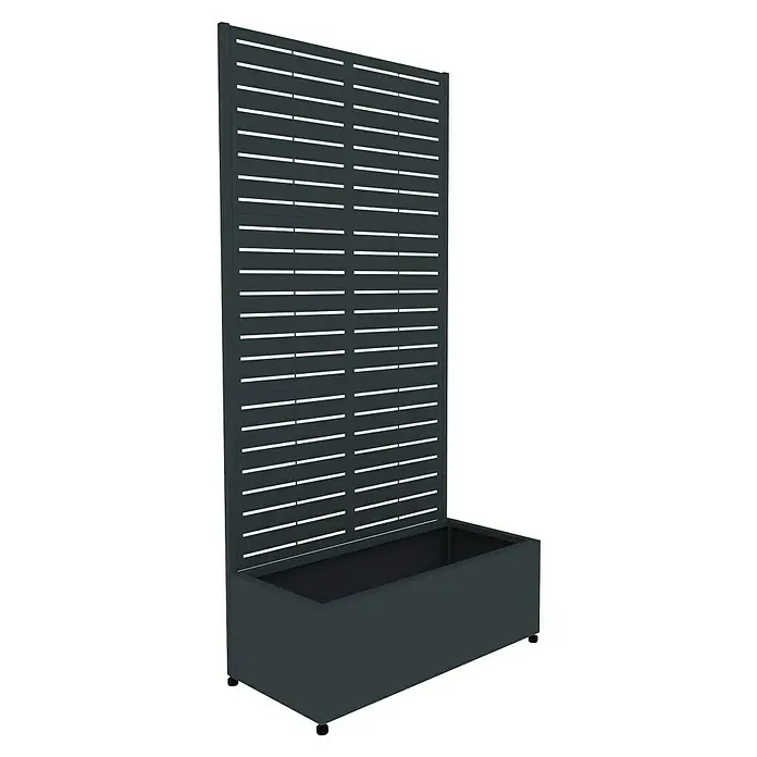 Westmann Pflanzkasten mit Rankgitter Dekora 1 - Außenmaß (L x B x H): 90 x 42,5 x 184 cm, Stahl, Anthrazit - Dunkelgrauer Lamellen-Pflanzkasten mit integriertem Sichtschutz, ideal für Außenbereiche.