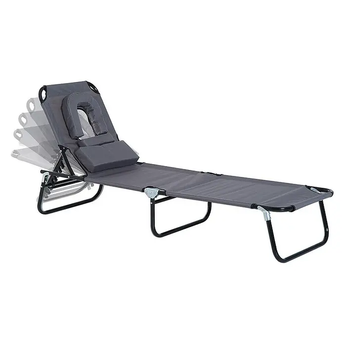 Outsunny Gartenliege - Grau, Stahl