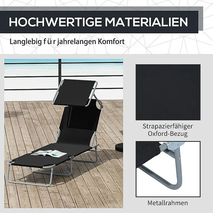 Outsunny Gartenliege - Schwarz, Metall