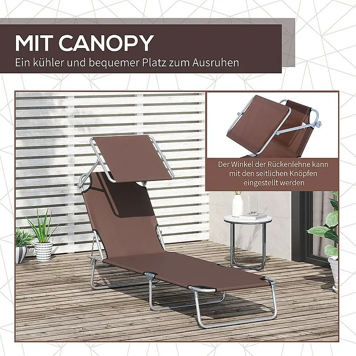 Outsunny Gartenliege - Braun, Metall