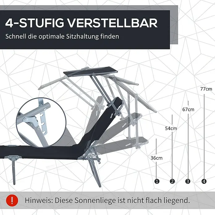 Outsunny Gartenliege - Schwarz, Metall