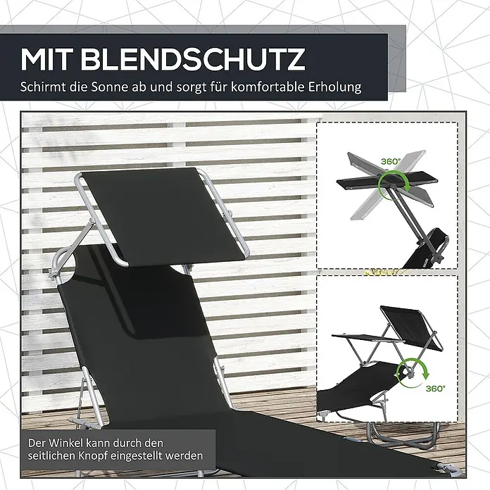Outsunny Gartenliege - Schwarz, Metall
