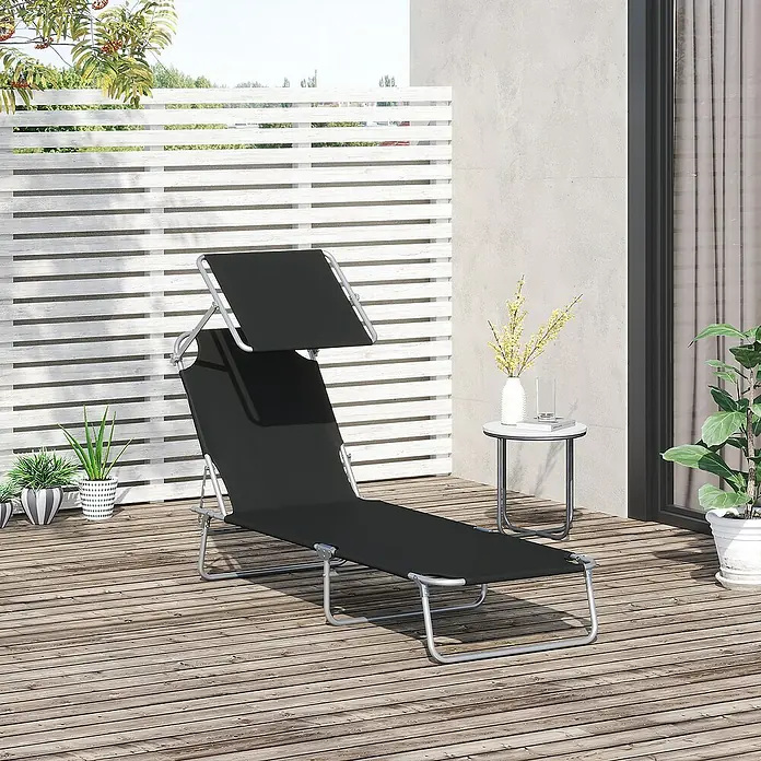 Outsunny Gartenliege - Schwarz, Metall