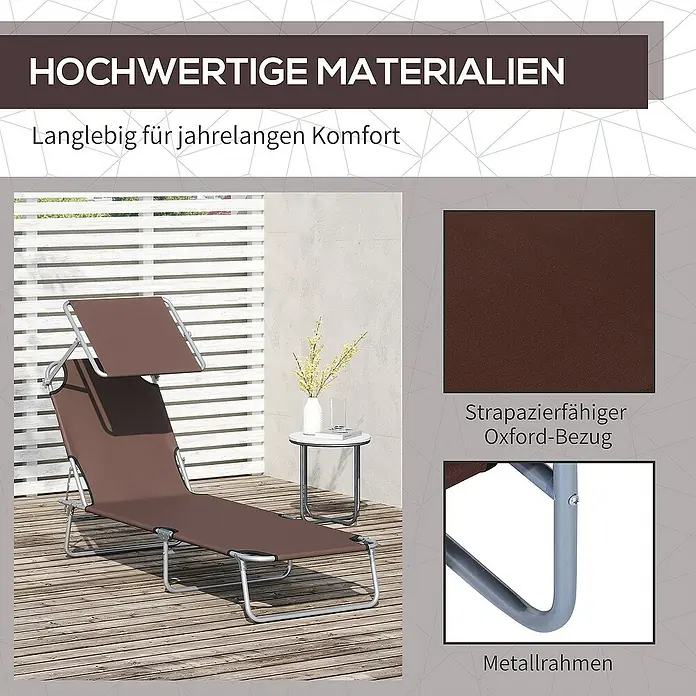 Outsunny Gartenliege - Braun, Metall