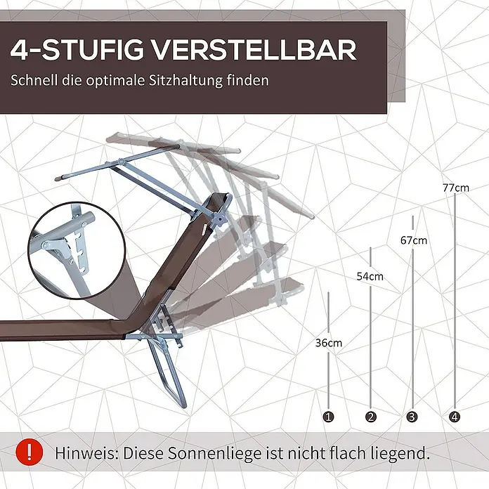 Outsunny Gartenliege - Braun, Metall