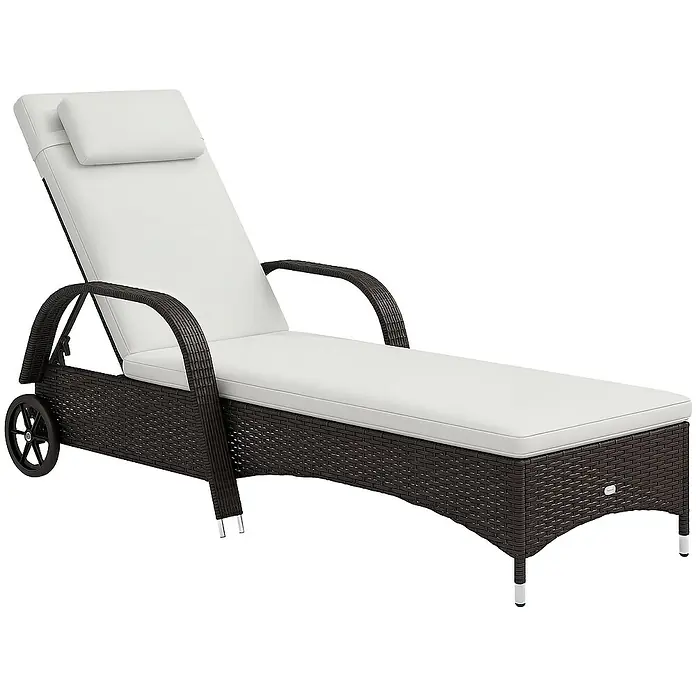 Outsunny Gartenliege - Kaffeebraun+Creme, Metall