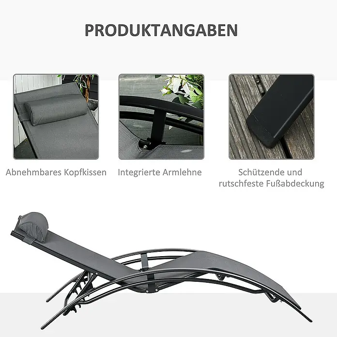 Outsunny Gartenliege - Dunkelgrau