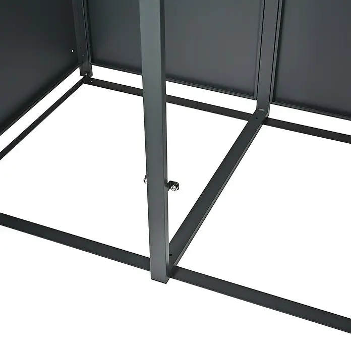 Westmann Mülltonnenbox Varius - Stahl, Anthrazit & Holzoptik, Geeignet für Anzahl Mülltonnen: 5 Stk. - Dunkelgraues Metallgestell als Basis einer Aufbewahrungseinheit.