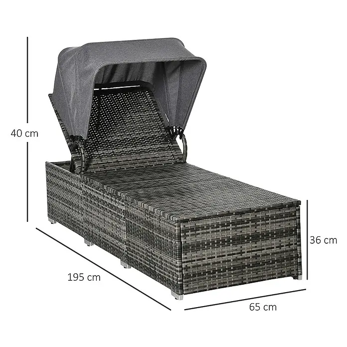 Outsunny Gartenliege - Grau, Stahl