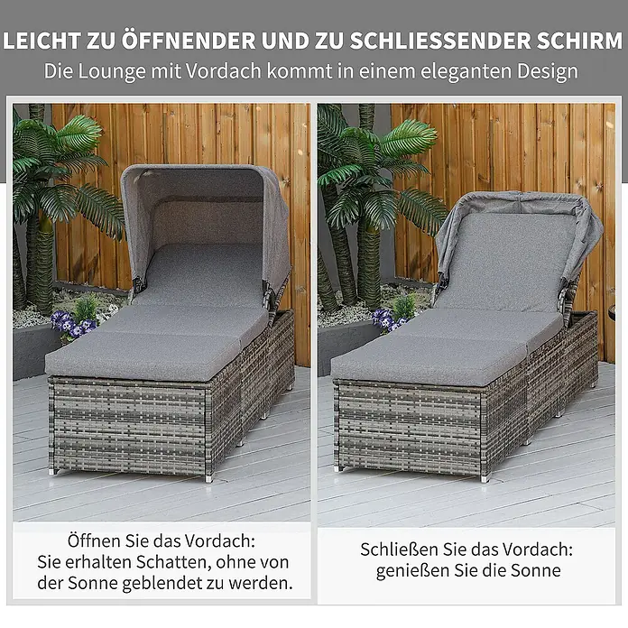 Outsunny Gartenliege - Grau, Stahl