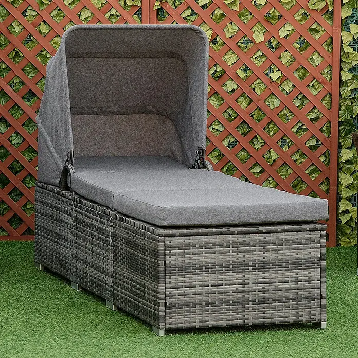 Outsunny Gartenliege - Grau, Stahl