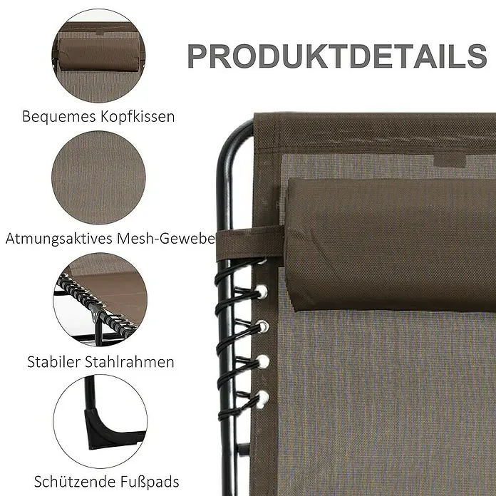 Outsunny Gartenliege - Braun, Stahl