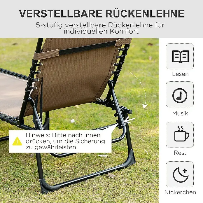 Outsunny Gartenliege - Braun, Stahl