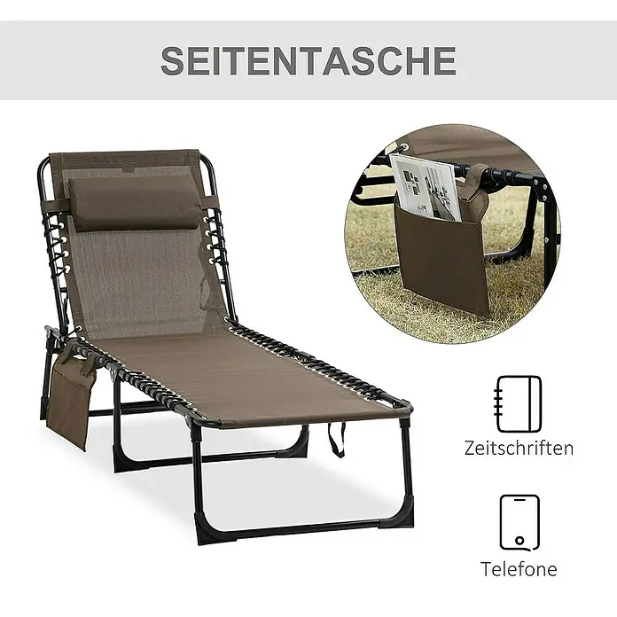 Outsunny Gartenliege - Braun, Stahl