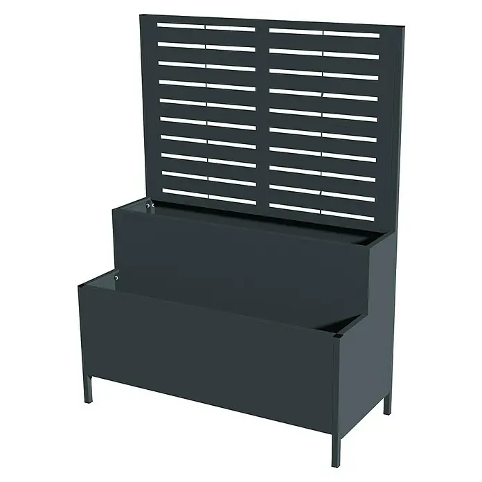 Westmann Pflanzkasten mit Rankgitter Dekora 5 - Außenmaß (L x B x H): 90 x 40 x 120 cm, Stahl, Anthrazit - Dunkelgrauer Metallpflanzkübel mit integriertem Lamellen-Sichtschutz und zwei Ebenen.