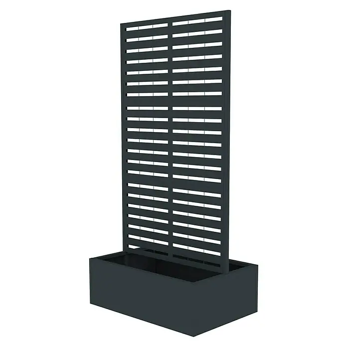 Westmann Pflanzkasten mit Rankgitter Dekora 6 - Außenmaß (L x B x H): 90 x 60 x 184 cm, Stahl, Anthrazit - Dunkelgrauer Metall-Pflanzkübel mit integriertem Lamellen-Sichtschutz.