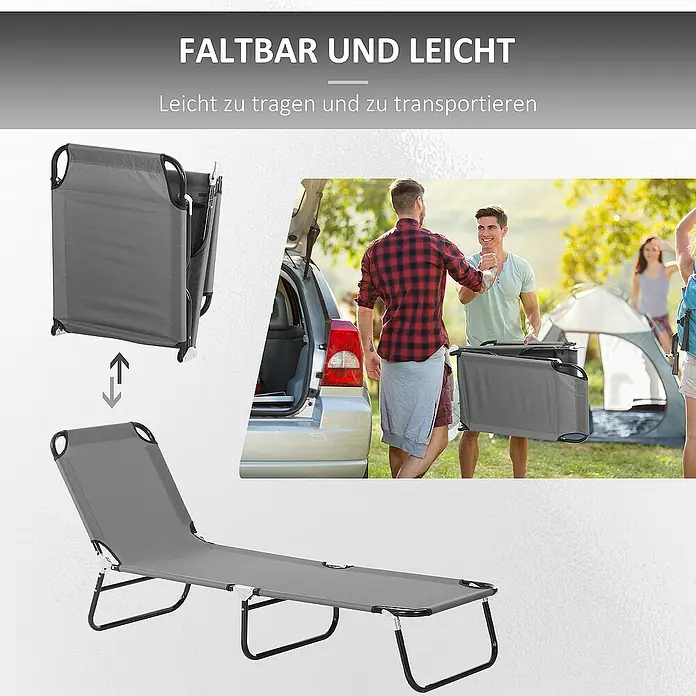 Outsunny Gartenliege - Grau, Stahl