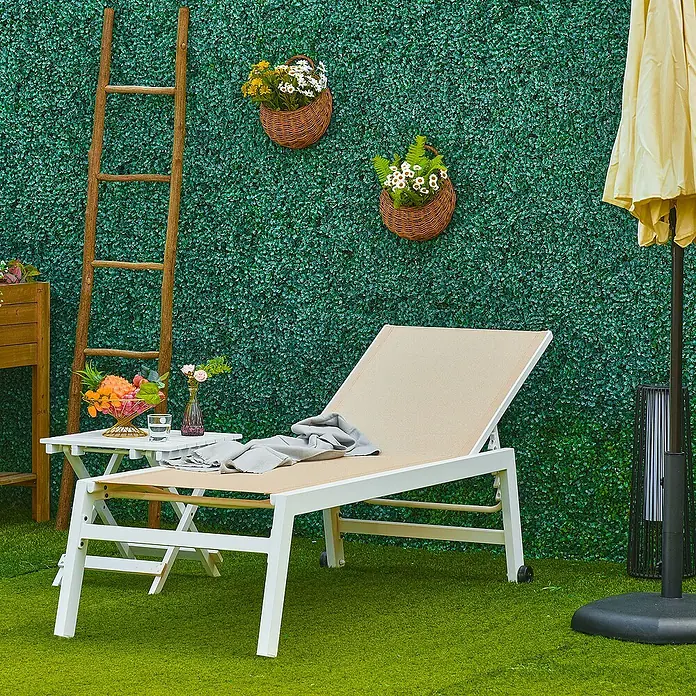 Outsunny Gartenliege - Cremeweiß