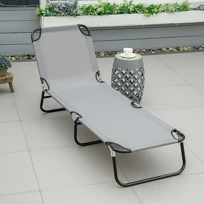 Outsunny Gartenliege - Grau, Stahl