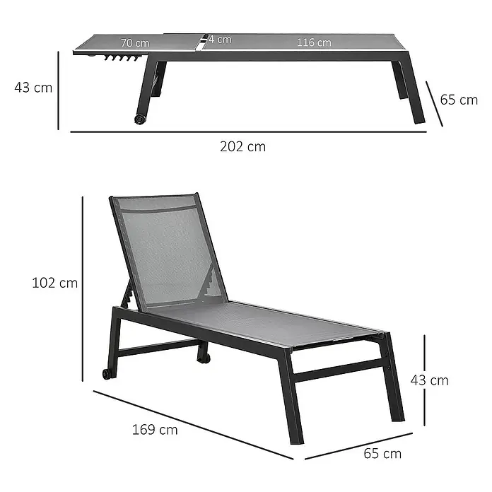 Outsunny Gartenliege - Grau
