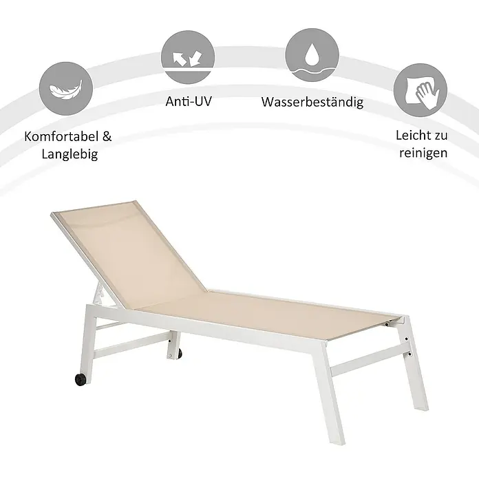 Outsunny Gartenliege - Cremeweiß