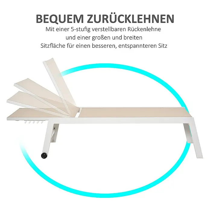 Outsunny Gartenliege - Cremeweiß