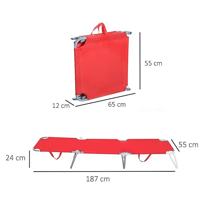 Outsunny Gartenliege - Rot, Metall
