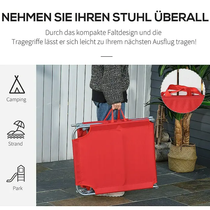 Outsunny Gartenliege - Rot, Metall